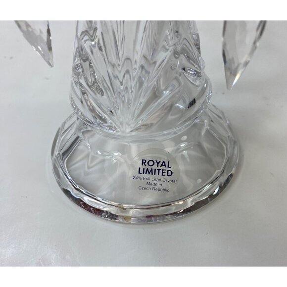 Royal Limited Lead Crystal Candlesticks Set 2 Dangling Prisms - Picture 2 of 16